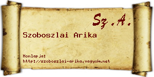 Szoboszlai Arika névjegykártya